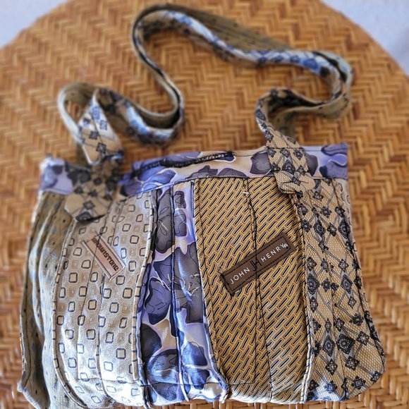 Lisa's Bags and Things Shoulder Crossbody Purse Bag Made of Silk Ties - Picture 2 of 5